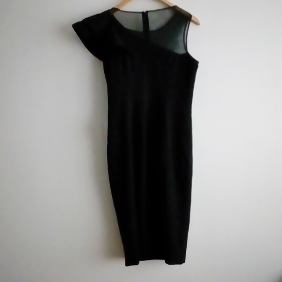 ELIZA J Ruffle Neck Crepe Cocktail Dress - Picture 3 of 6